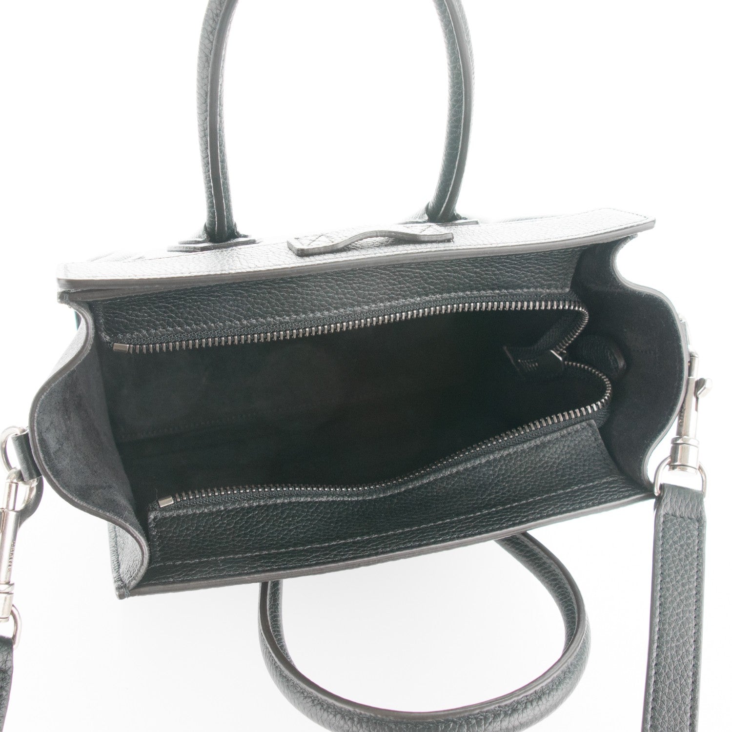 Celine Drummed Calfskin Nano Luggage Black 5 of 6