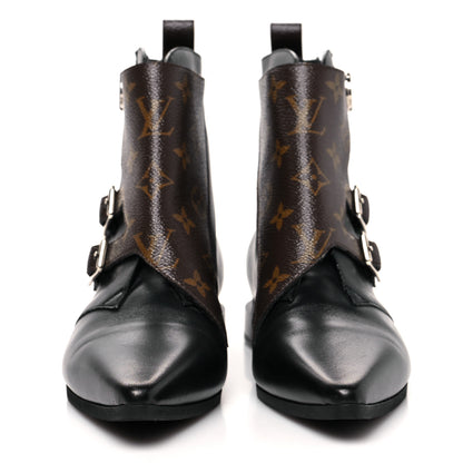 Louis Vuitton Calfskin Monogram Jumble Flat Ankle Boots 37 Black 2 of 7