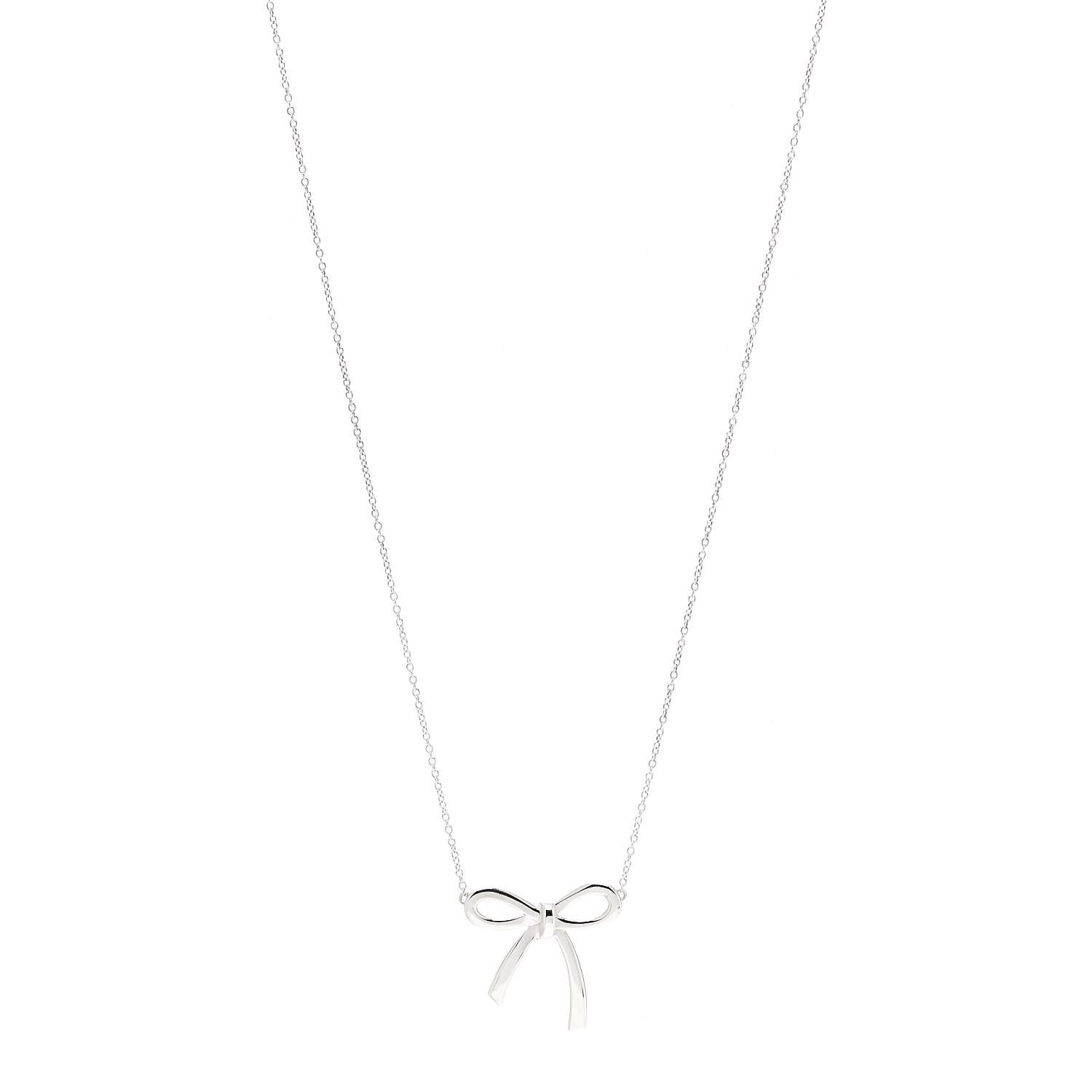 Tiffany Sterling Silver Bow Pendant Necklace 1 of 5