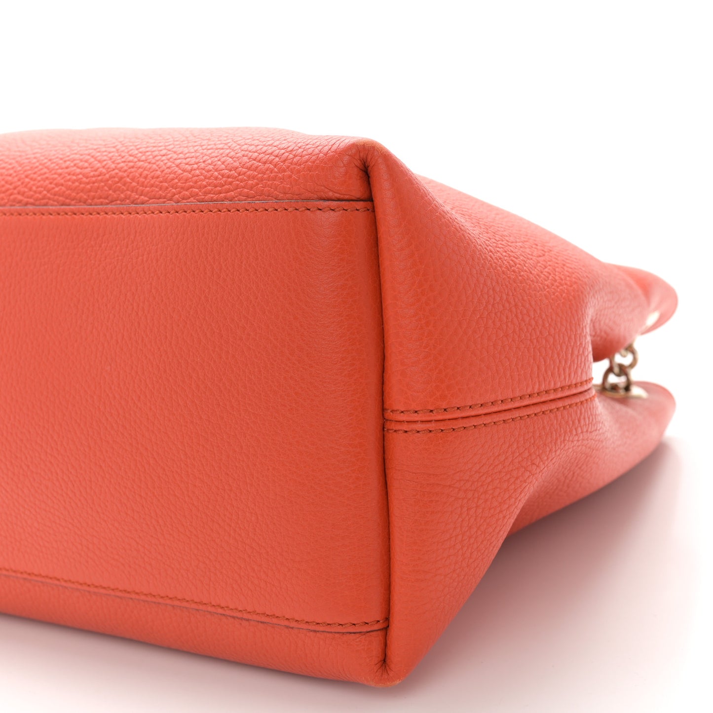 Pebbled Calfskin Medium Soho Chain Shoulder Bag Sun Orange