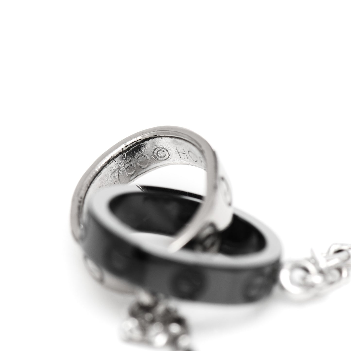 18K White Gold Black Ceramic Interlocking LOVE Bracelet