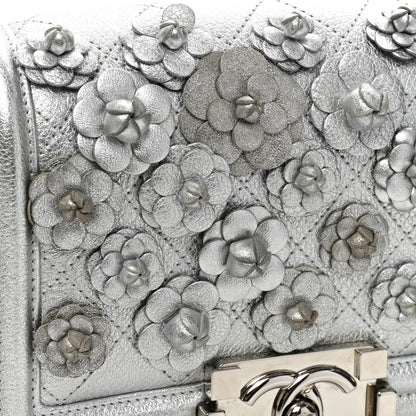 Chanel Metallic Calfskin Camellia Quilted Small Boy Flap Silver 17 of 18