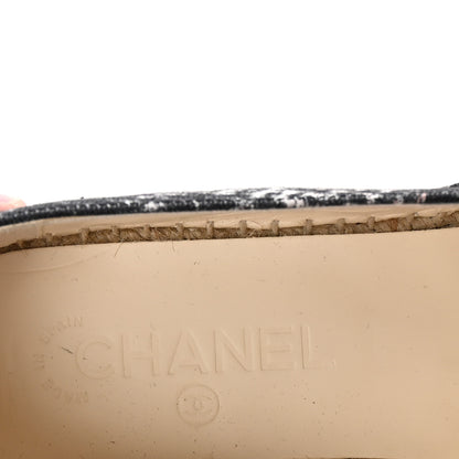 Chanel Printed Canvas Grosgrain 31 Rue Cambon Espadrilles 38 Black White 9 of 11