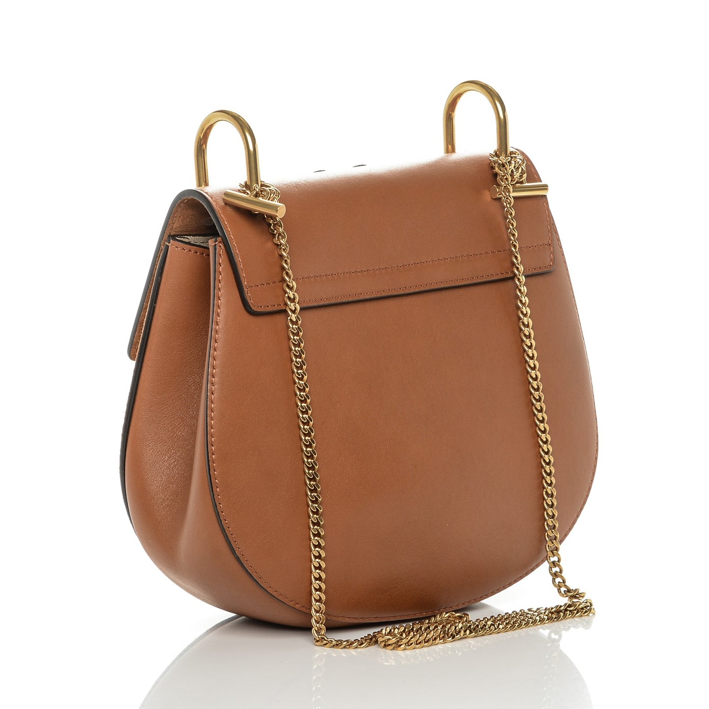 Suede Smooth Calfskin Studded Drew Shoulder Bag Caramel