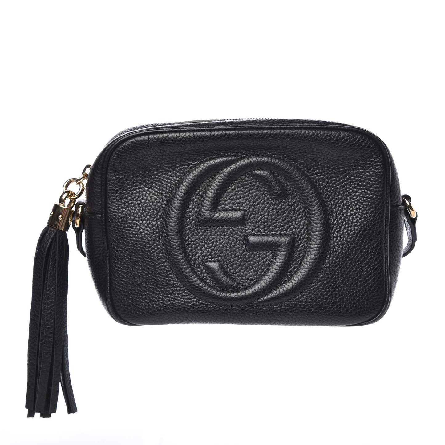 Pebbled Calfskin Small Soho Disco Bag Black