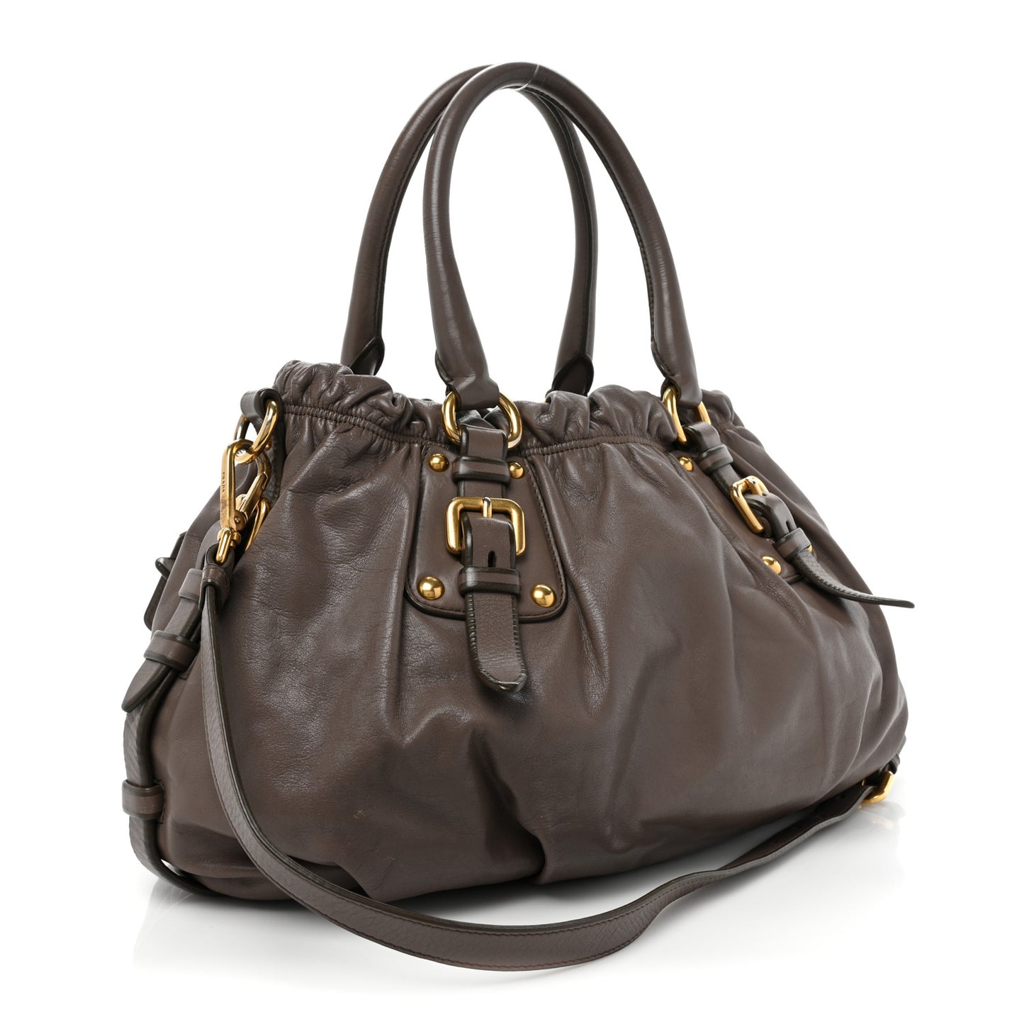 Vitello Soft Calfskin Shopping Satchel Bambu