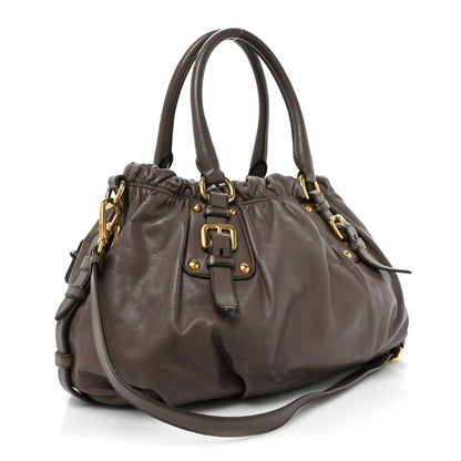 Prada Vitello Soft Calfskin Shopping Satchel Bambu 3 of 10