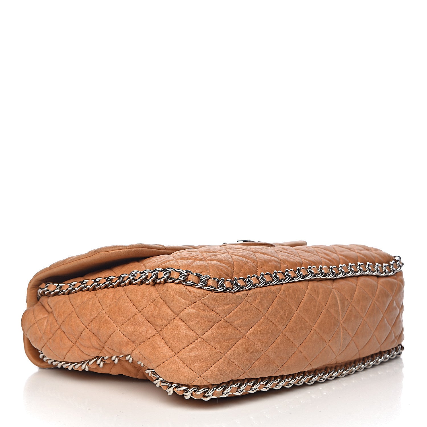 Chanel Washed Lambskin Chain Around Maxi Flap Bag Dark Beige 4 of 18