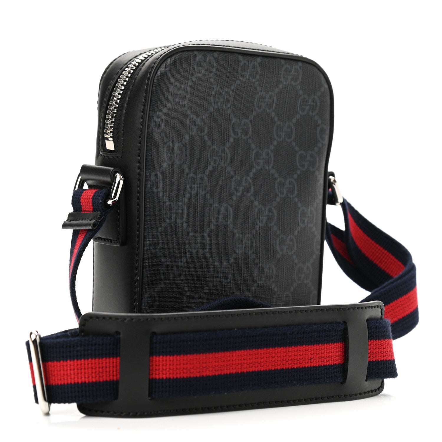 Gucci GG Supreme Monogram Appia Calfskin Web Small Camera Messenger Bag Black Grey 3 of 10