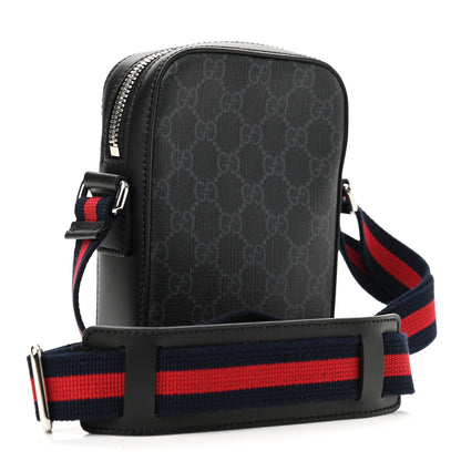 Gucci GG Supreme Monogram Appia Calfskin Web Small Camera Messenger Bag Black Grey 3 of 10
