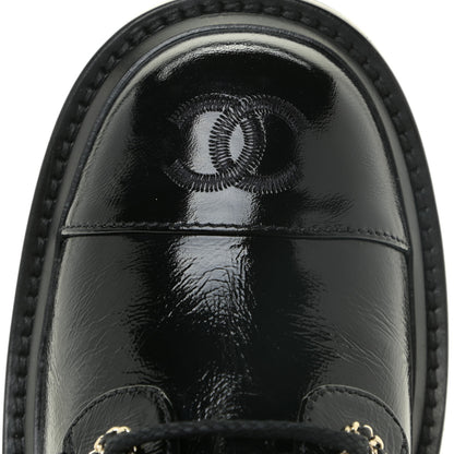 Chanel Shiny Calfskin Quilted Lace Up Combat Boots 36.5 Black 11 of 12