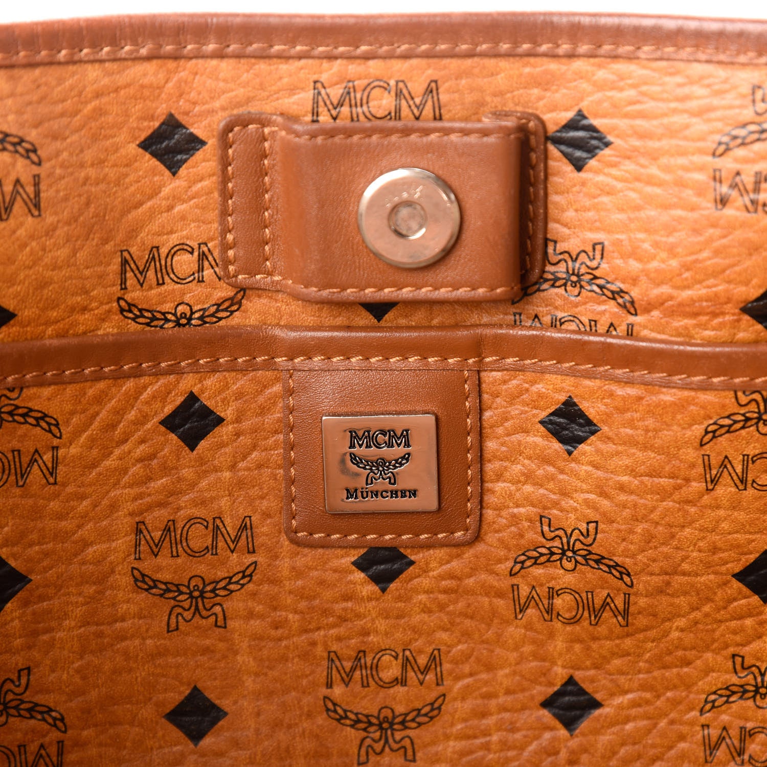 MCM Visetos Shopping Tote Cognac 6 of 12