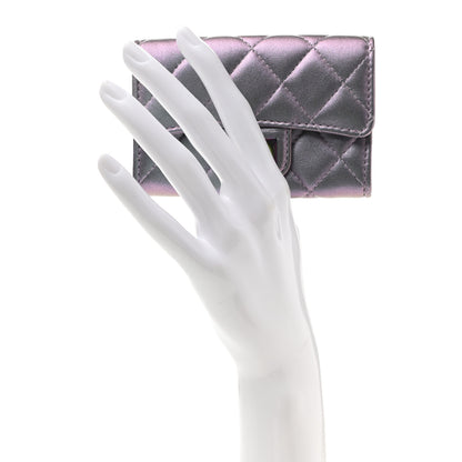 Chanel Iridescent Lambskin Quilted Reissue Flap Card Holder Light Purple 2 of 8