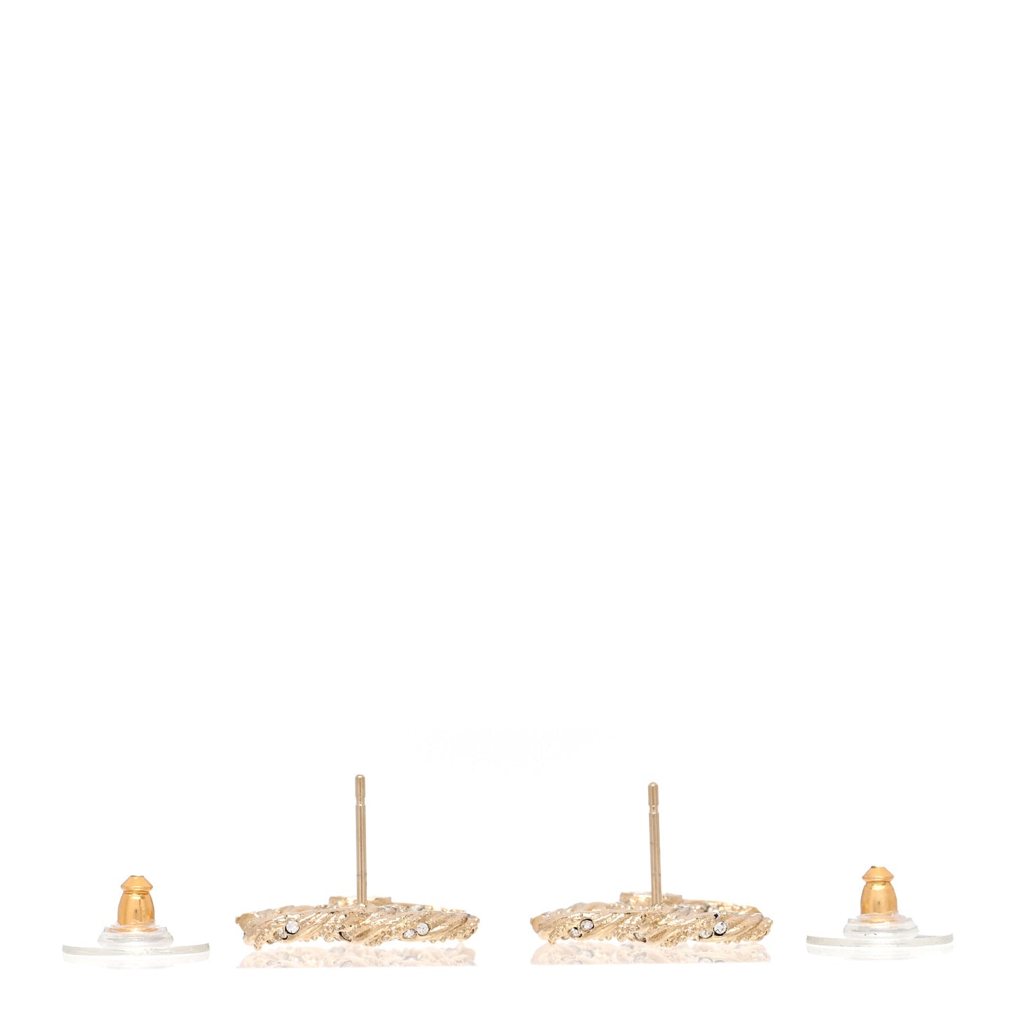 Crystal Twisted CC Earrings Gold