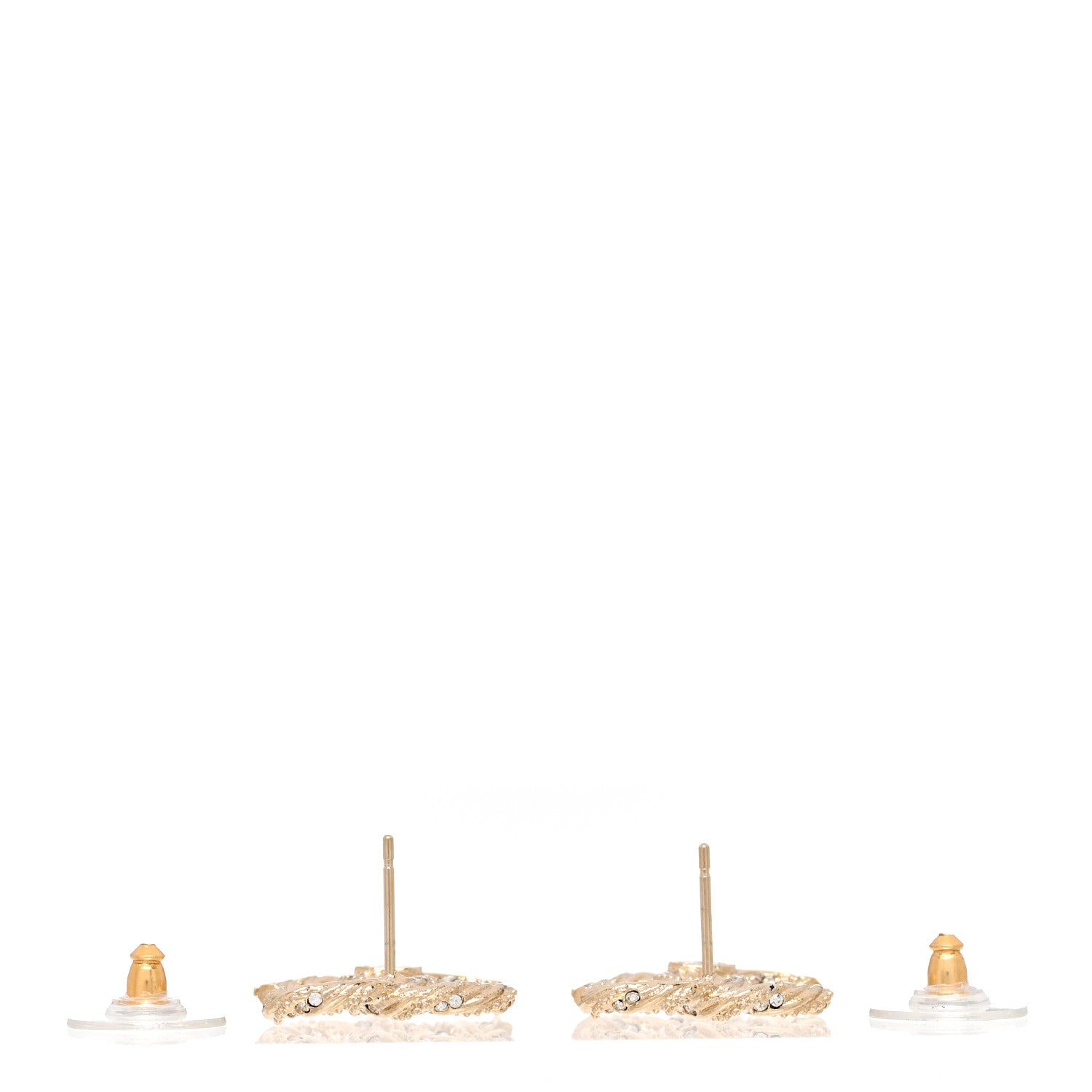 Chanel Crystal Twisted CC Earrings Gold 3 of 5