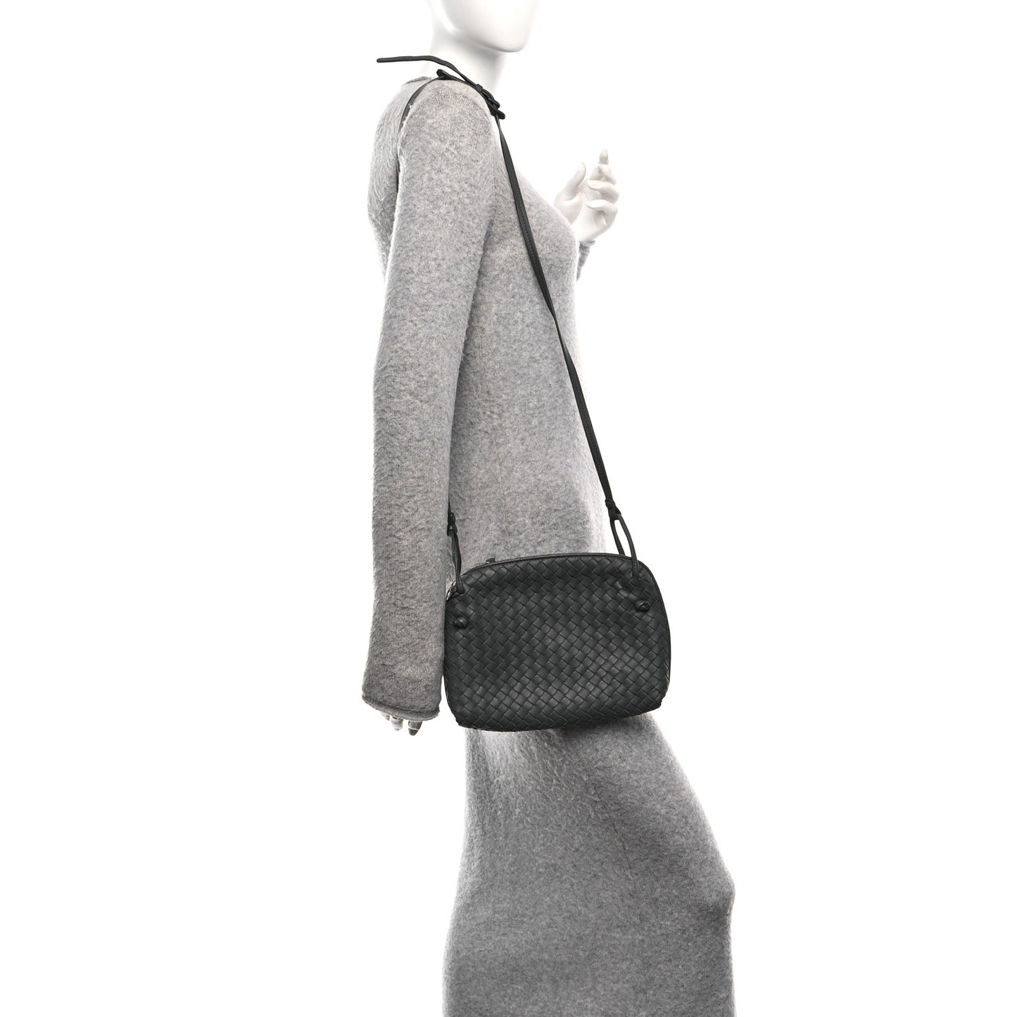 Nappa Intrecciato Nodini Crossbody Messenger New Light Grey