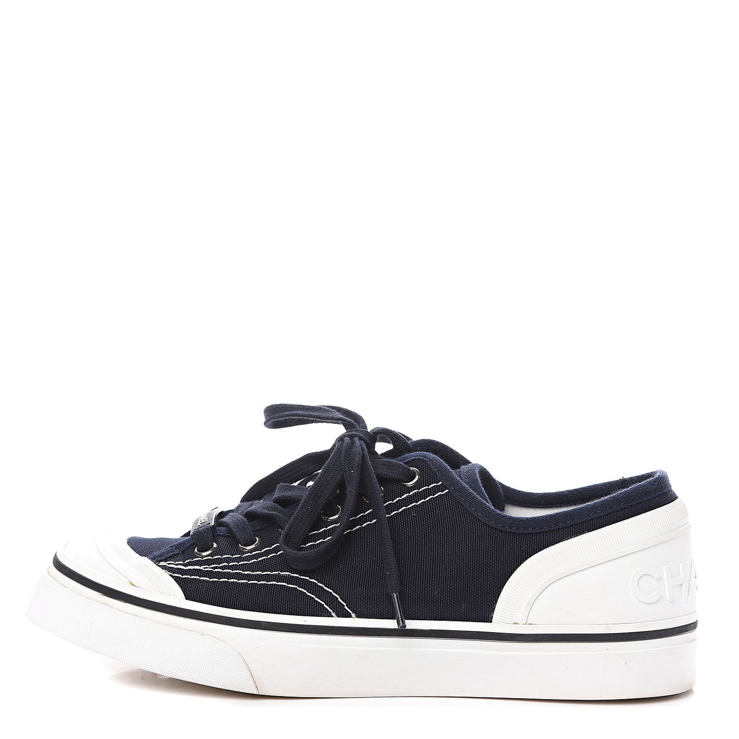 Canvas Lace Up Cap Toe Sneakers 39 Navy