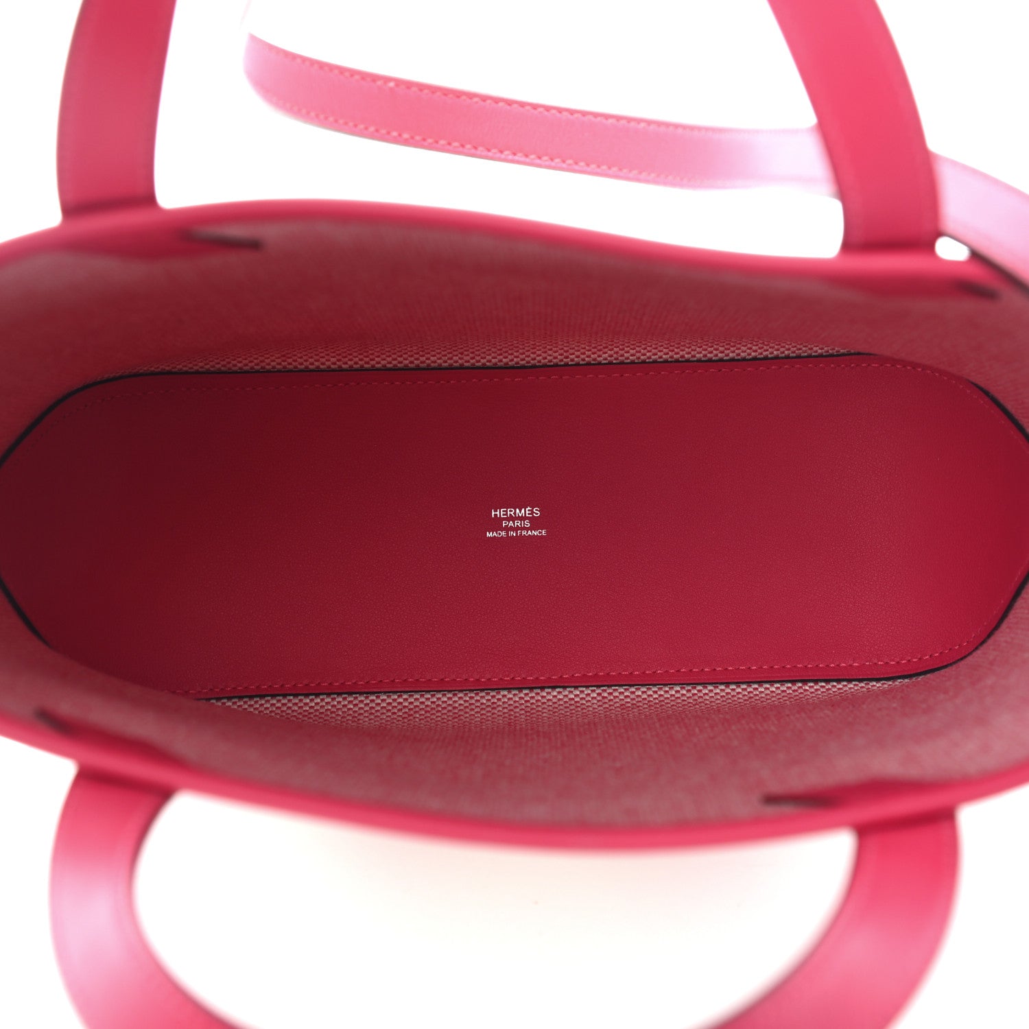 Hermes Swift Toile H Cabas H En Biais 27 Ecru Framboise 4 of 5