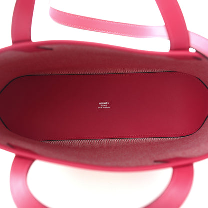 Hermes Swift Toile H Cabas H En Biais 27 Ecru Framboise 4 of 5