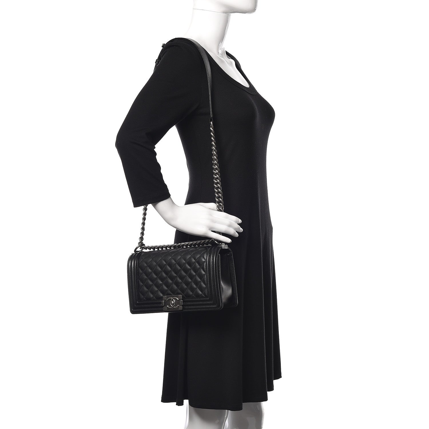 Chanel Caviar Quilted Medium Boy Flap Black 2 of 10