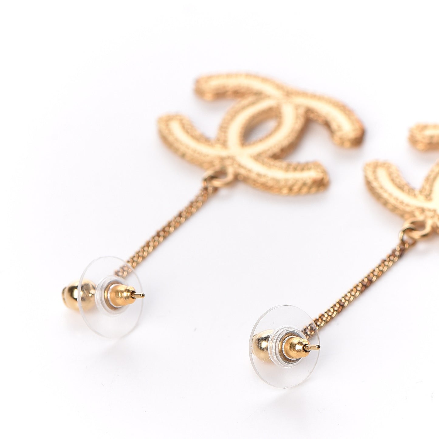 CC Drop Earrings Matte Gold