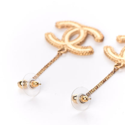 Chanel CC Drop Earrings Matte Gold 3 of 5