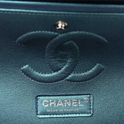 Chanel Metallic Lambskin Quilted Medium Double Flap Turquoise 6 of 10