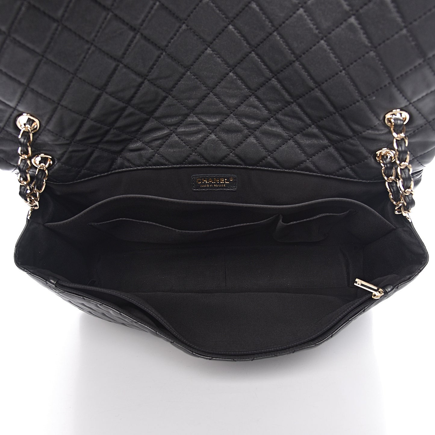 Calfskin Quilted XXL Travel Flap Bag Black