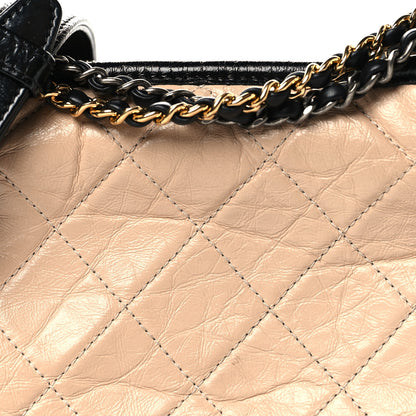 Chanel Aged Calfskin Quilted Small Gabrielle Hobo Beige Black 8 of 11