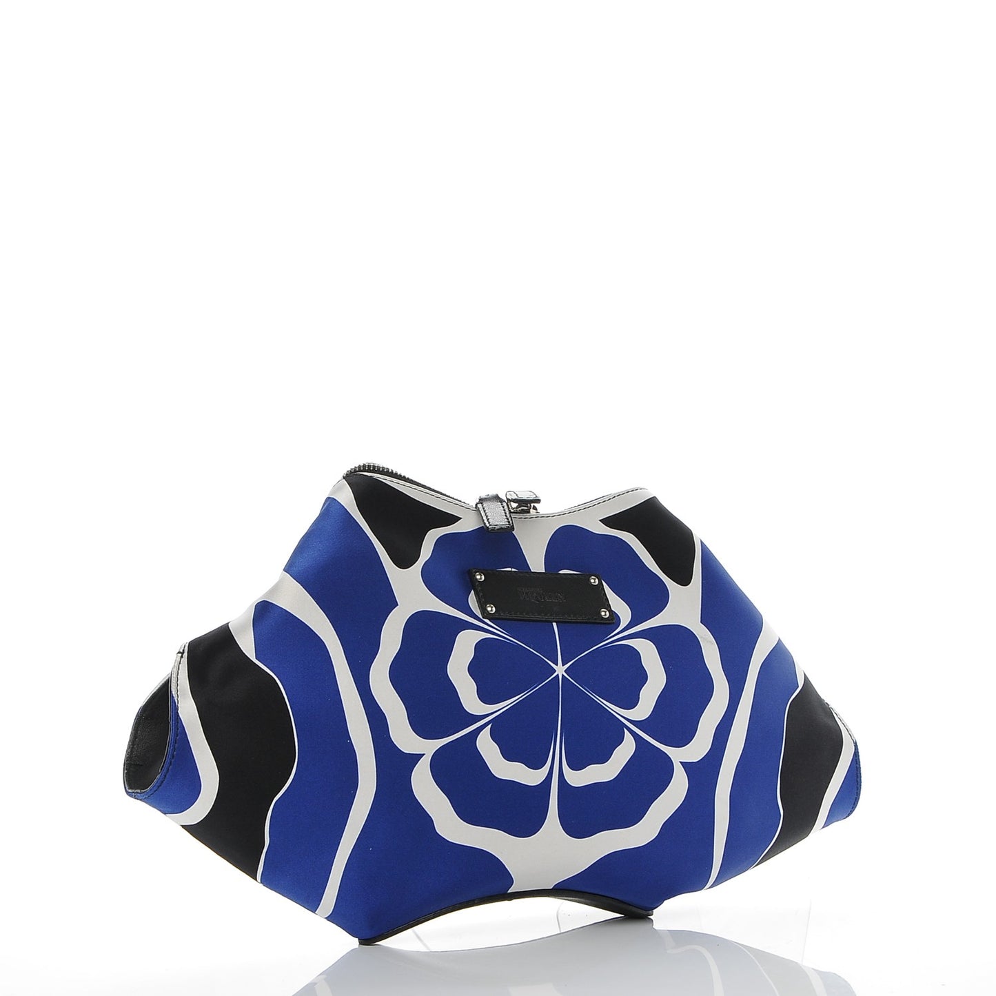 Silk Flower Collage De Manta Clutch Royal Blue Black