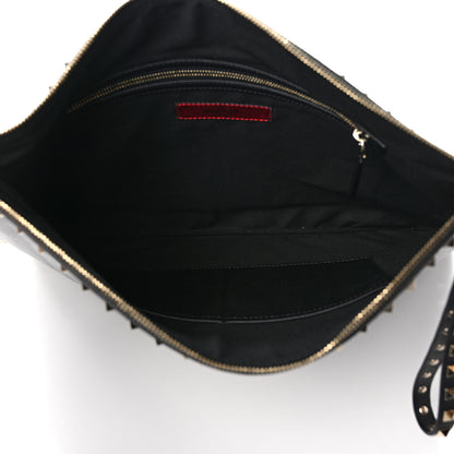 Valentino Garavani Vitello Oversized Rockstud Zip Wristlet Pouch Black 5 of 6