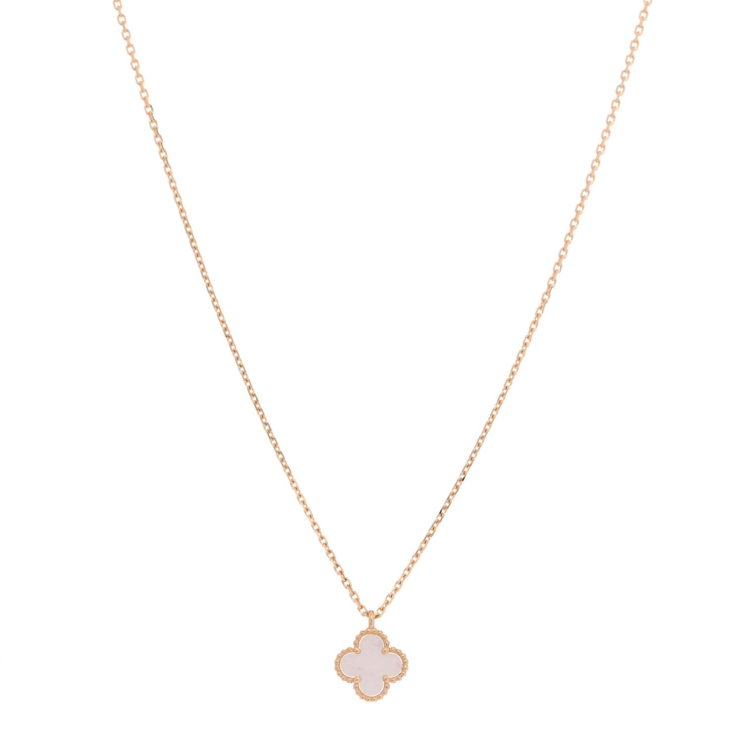Van Cleef & Arpels 18K Yellow Gold Mother of Pearl Sweet Alhambra Pendant Necklace 1 of 8