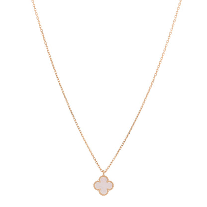 Van Cleef & Arpels 18K Yellow Gold Mother of Pearl Sweet Alhambra Pendant Necklace 1 of 8