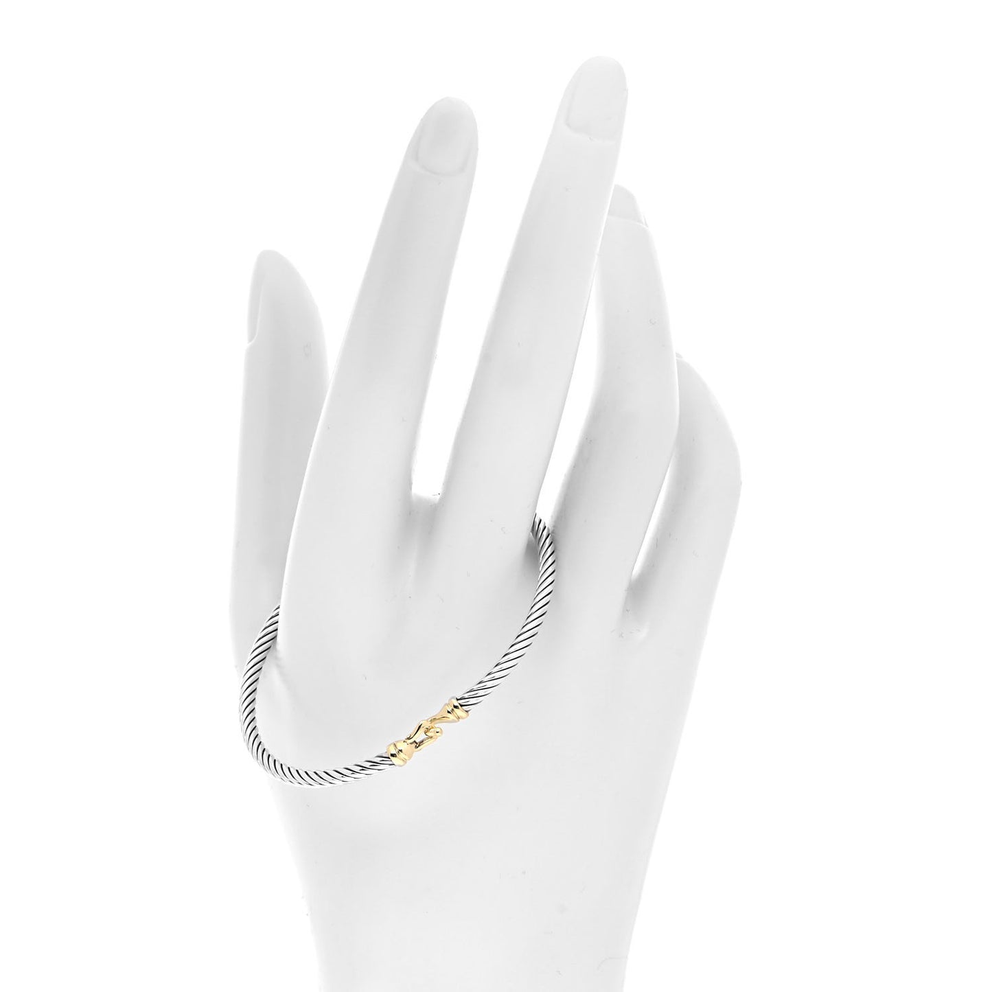 Sterling Silver 18K Yellow Gold 3mm Cable Buckle Bracelet