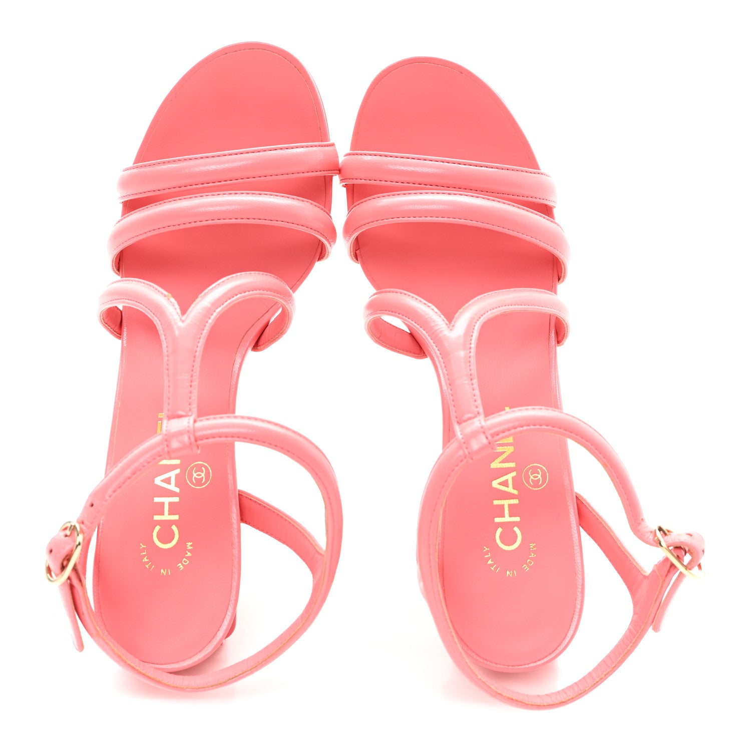 Chanel Goatskin Parthenon Platform Sandals 38.5 Pink 2 of 9