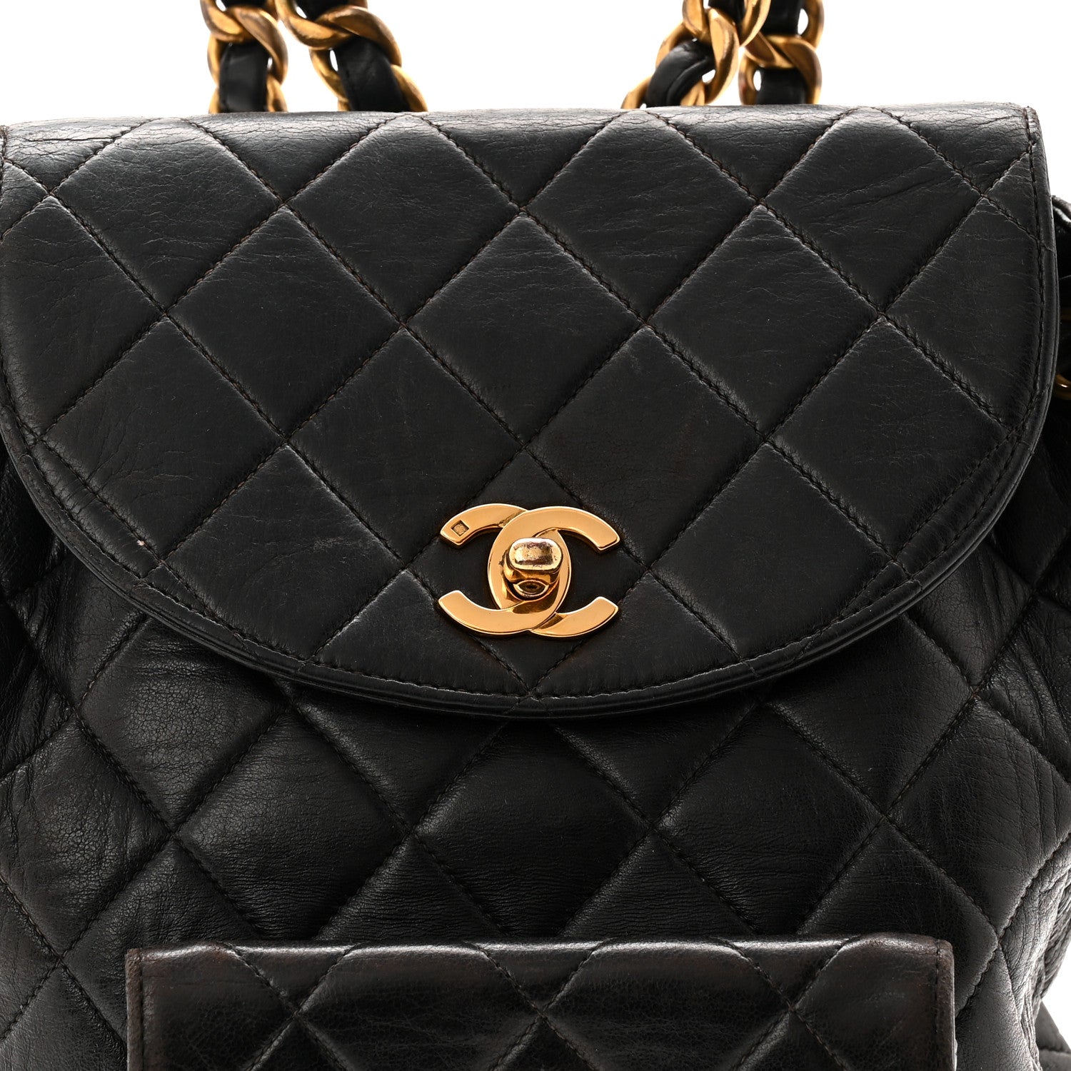 Chanel Lambskin Quilted Drawstring Backpack Black 16 of 23