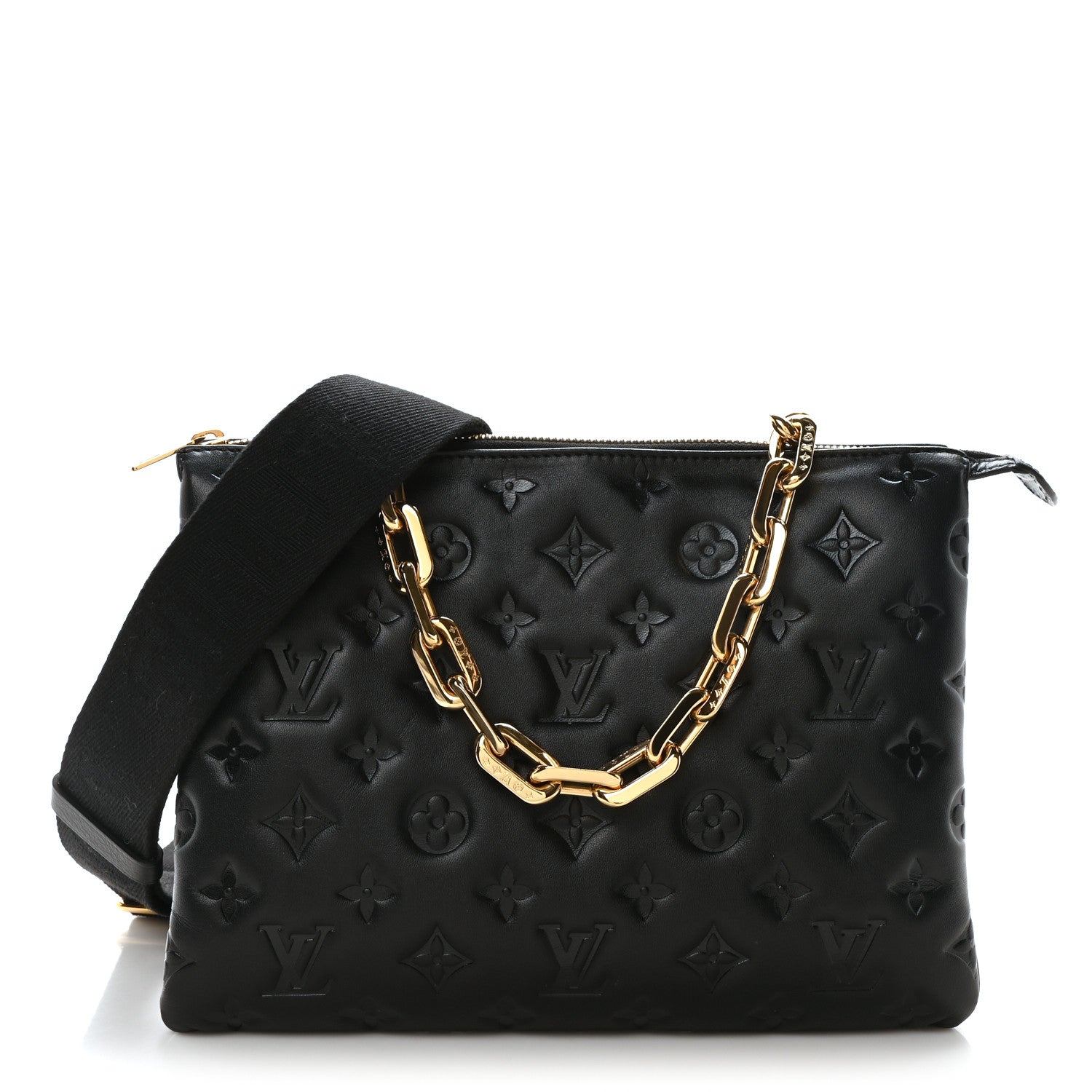 Louis Vuitton Lambskin Embossed Monogram Coussin PM Black 1 of 10