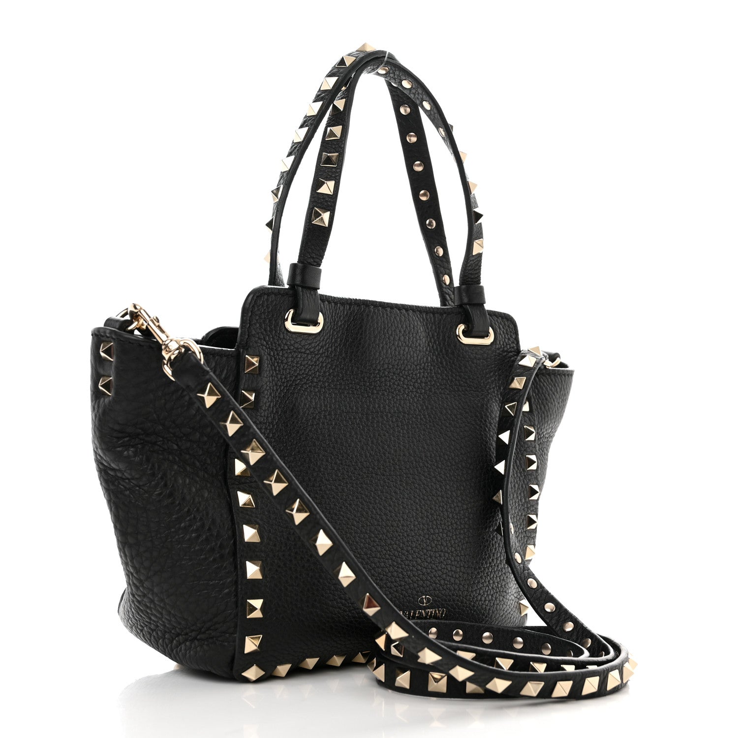 Valentino Garavani Pebbled Calfskin Mini Rockstud Tote Black 3 of 9