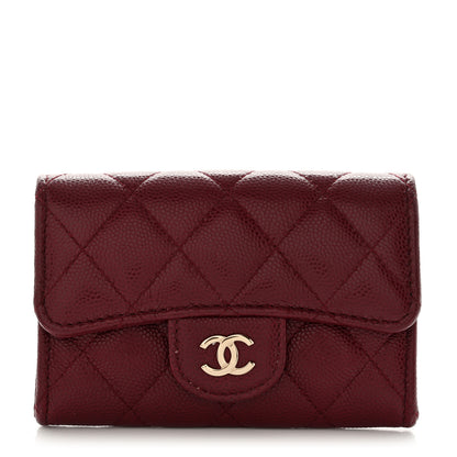 Chanel Caviar Quilted Flap Card Holder Wallet Burgundy 1 of 10
