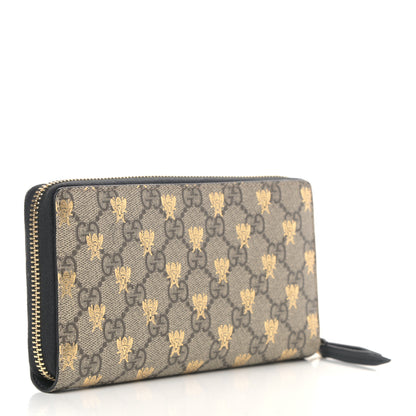 Gucci GG Supreme Monogram Bees Zip Around Wallet 3 of 7