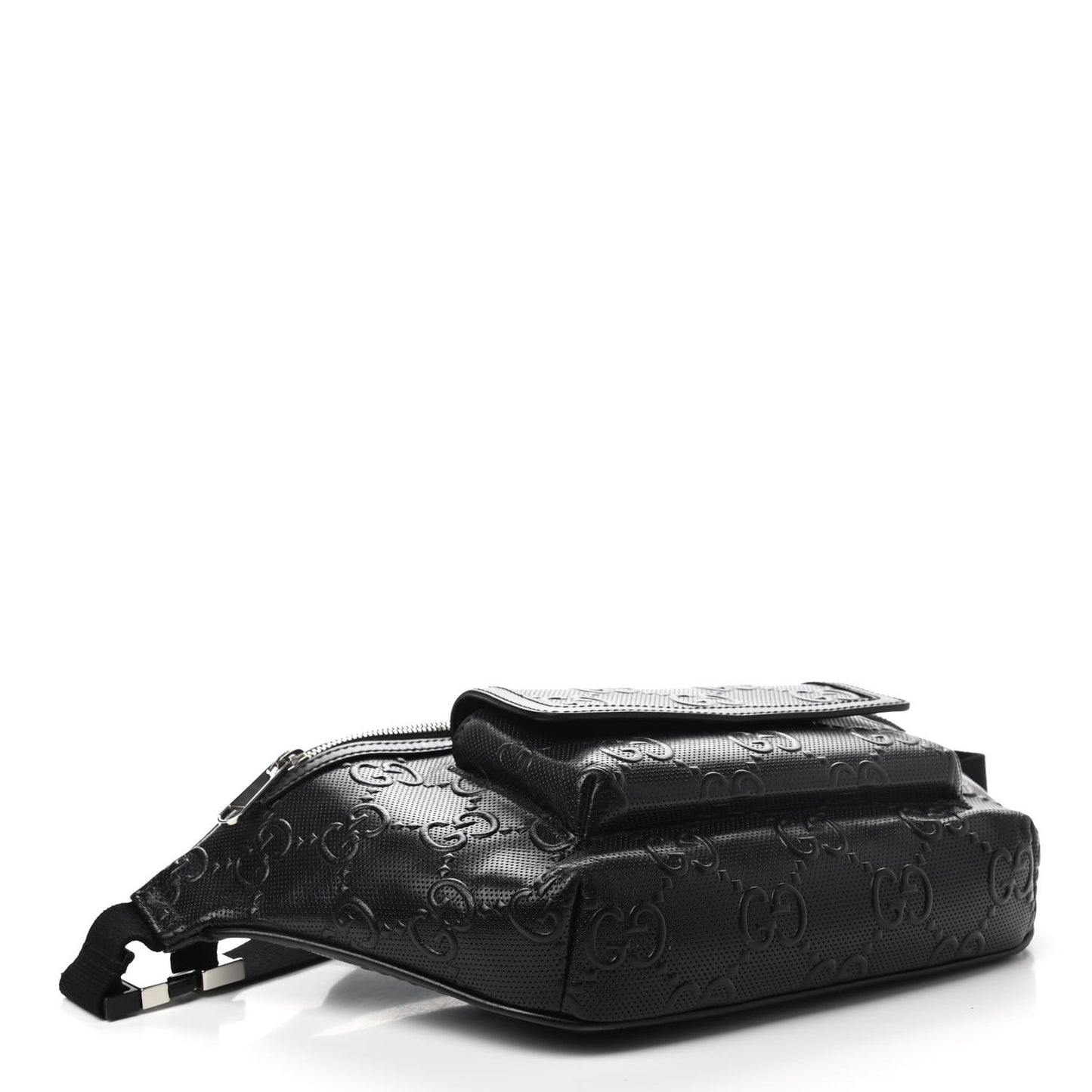 Calfskin GG Tennis Embossed Pocket Belt Bag Black