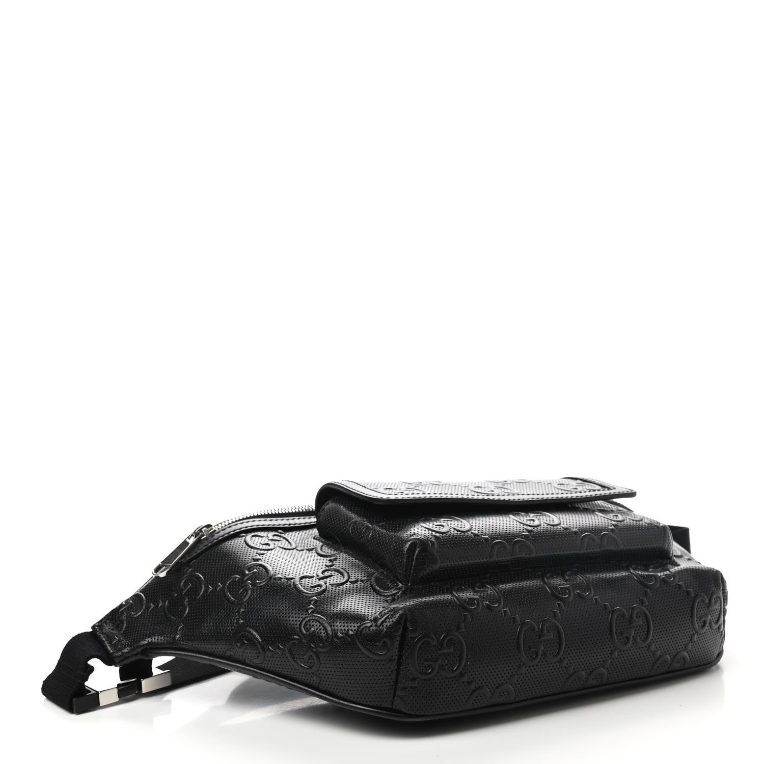 Gucci Calfskin GG Tennis Embossed Pocket Belt Bag Black 4 of 11