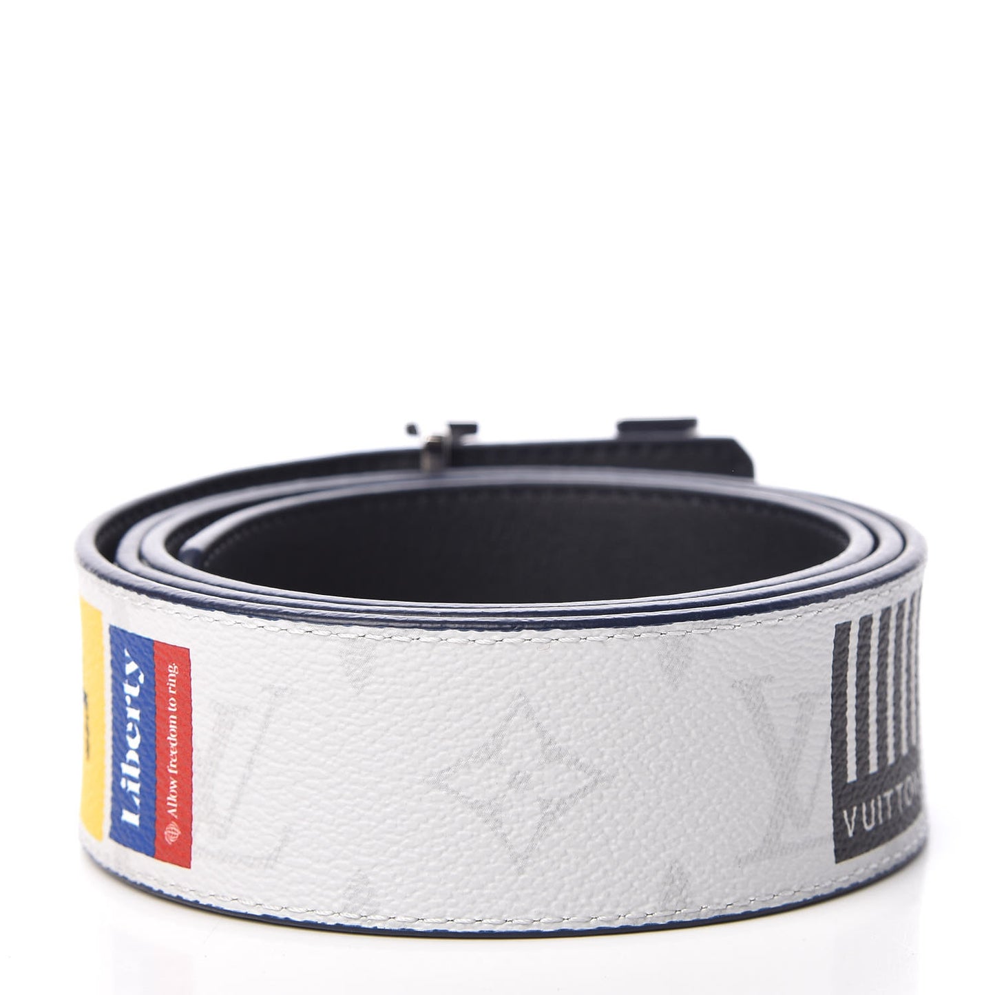 Printed Stickers Calfskin Monogram 40mm LV Initiales Reversible Belt 95 38 White