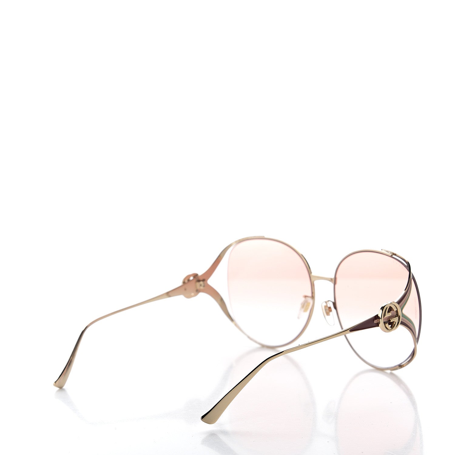 Gucci Metal Oversized Round Frame GG0225S Sunglasses Gold 4 of 9