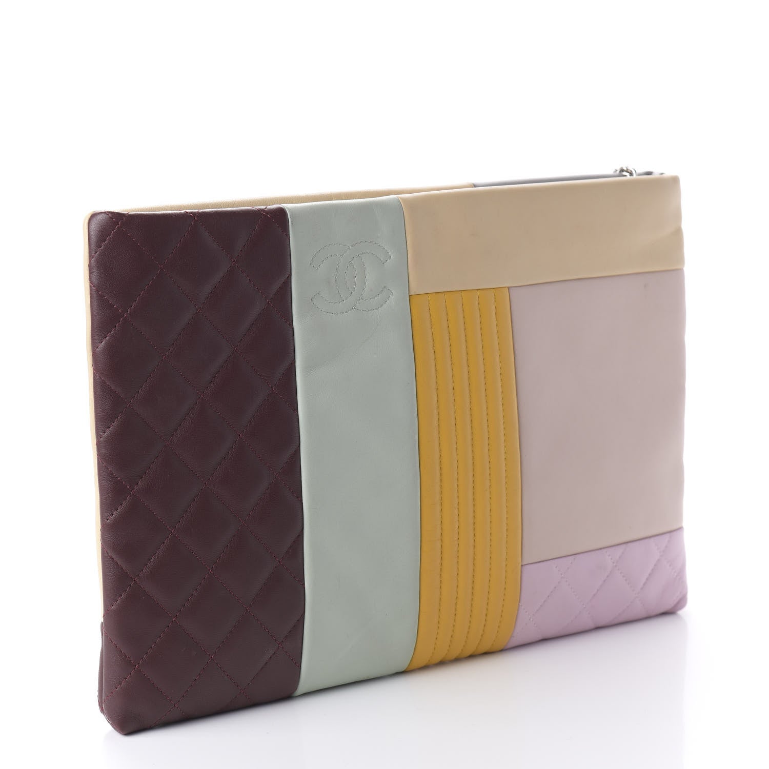 Chanel Lambskin Patchwork Medium Cosmetic Case Multicolor Burgundy 3 of 11