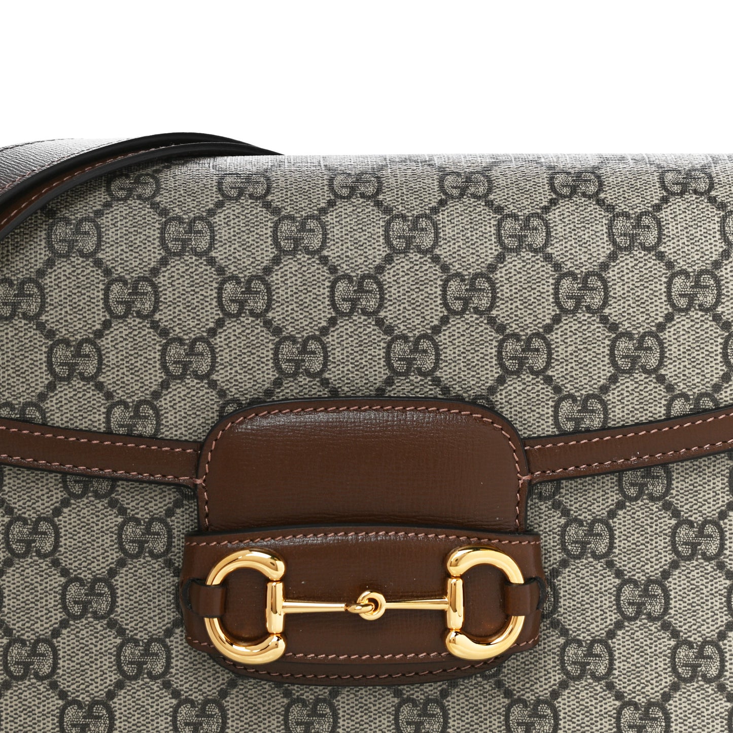 GG Supreme Monogram Horsebit 1955 Shoulder Bag Beige Brown Sugar