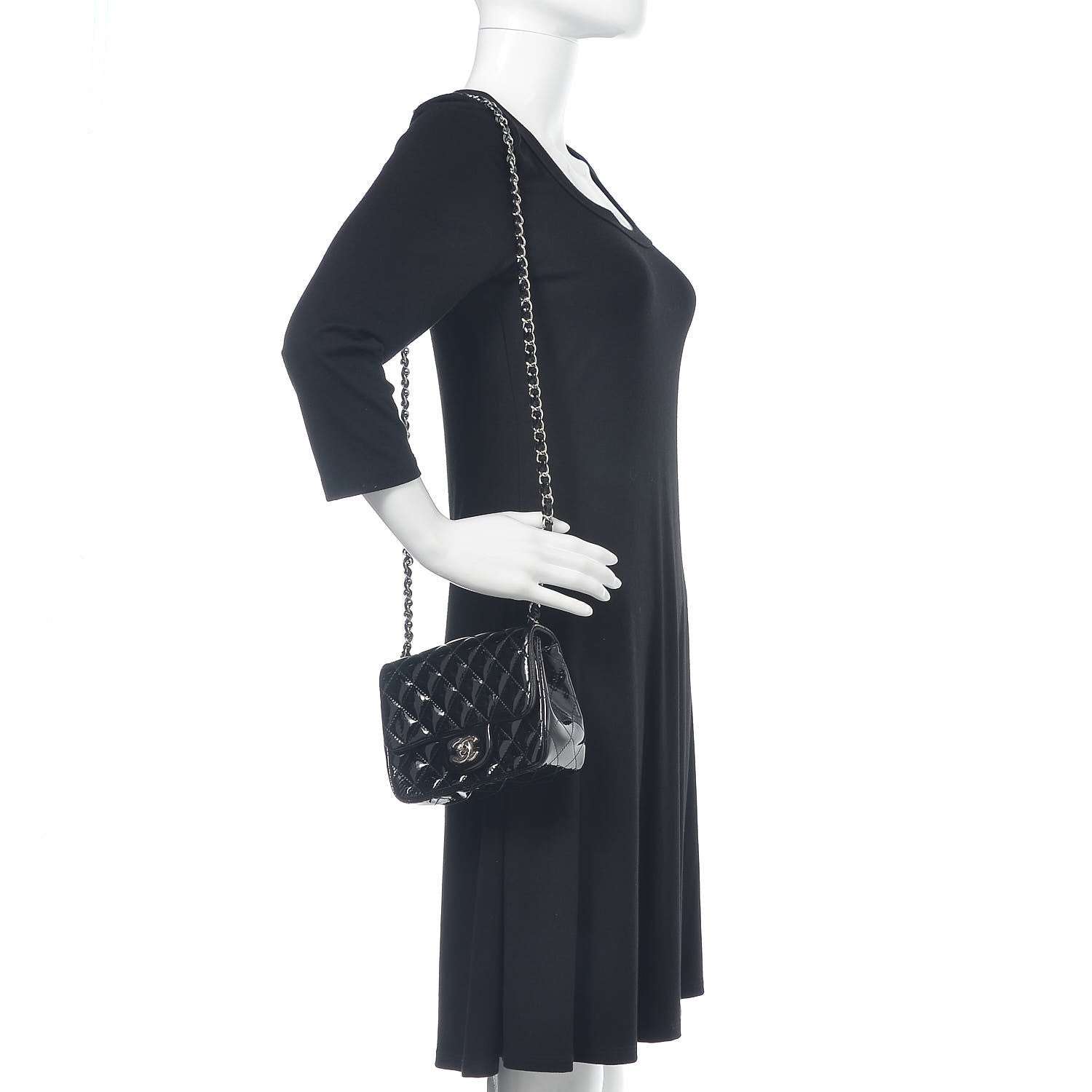 Chanel Patent Calfskin Quilted Mini Square Flap Black 2 of 12