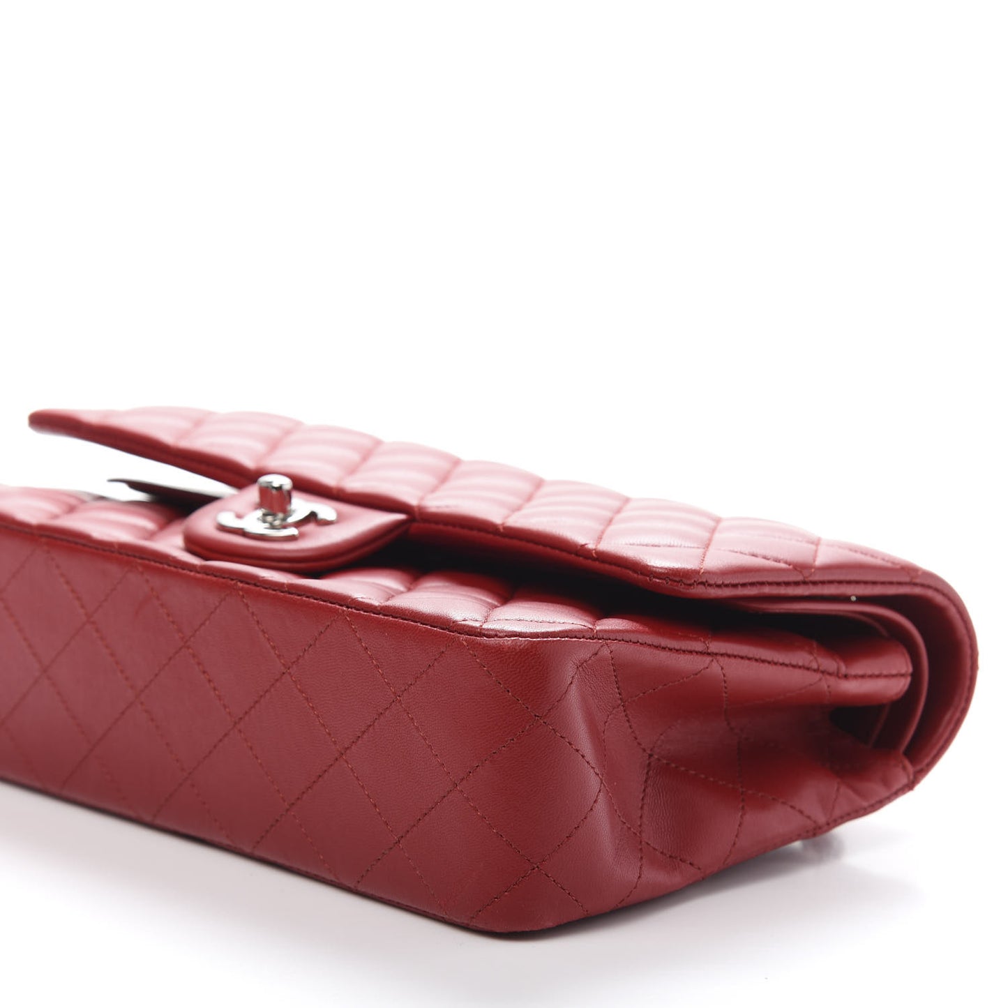 Lambskin Quilted Medium Double Flap Red