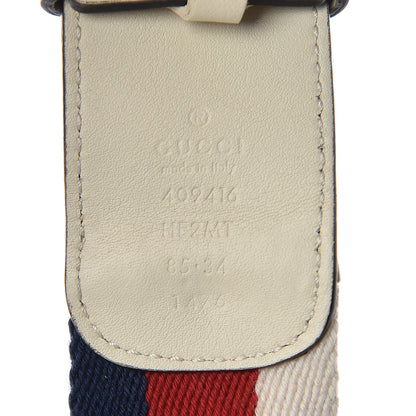 Gucci Nylon Calfskin Sylvie Web Double G 40mm Belt 85 34 Mystic White Hibiscus Red Maritime 4 of 10