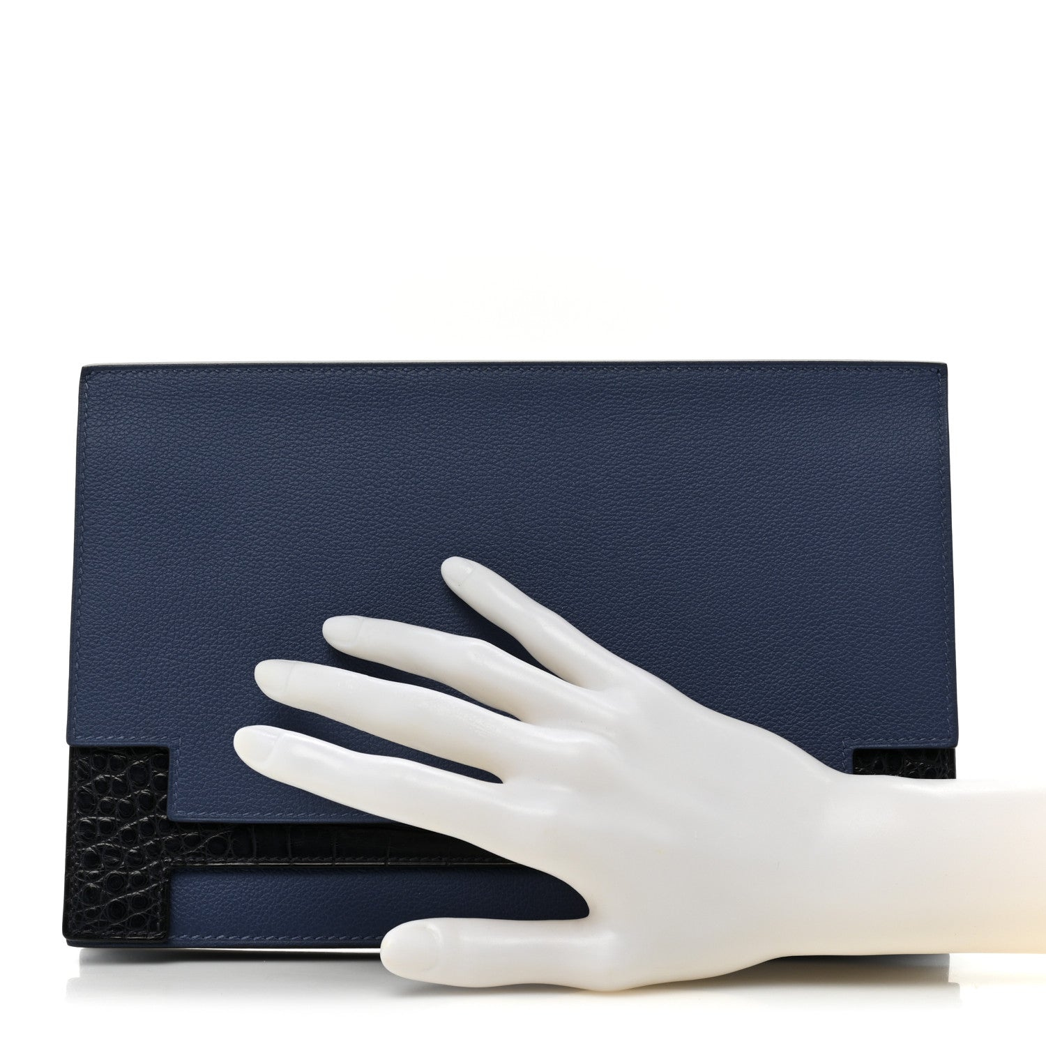 Hermes Evercolor Matte Alligator Multiplis Clutch Bleu Brighton Bleu Marine 2 of 13